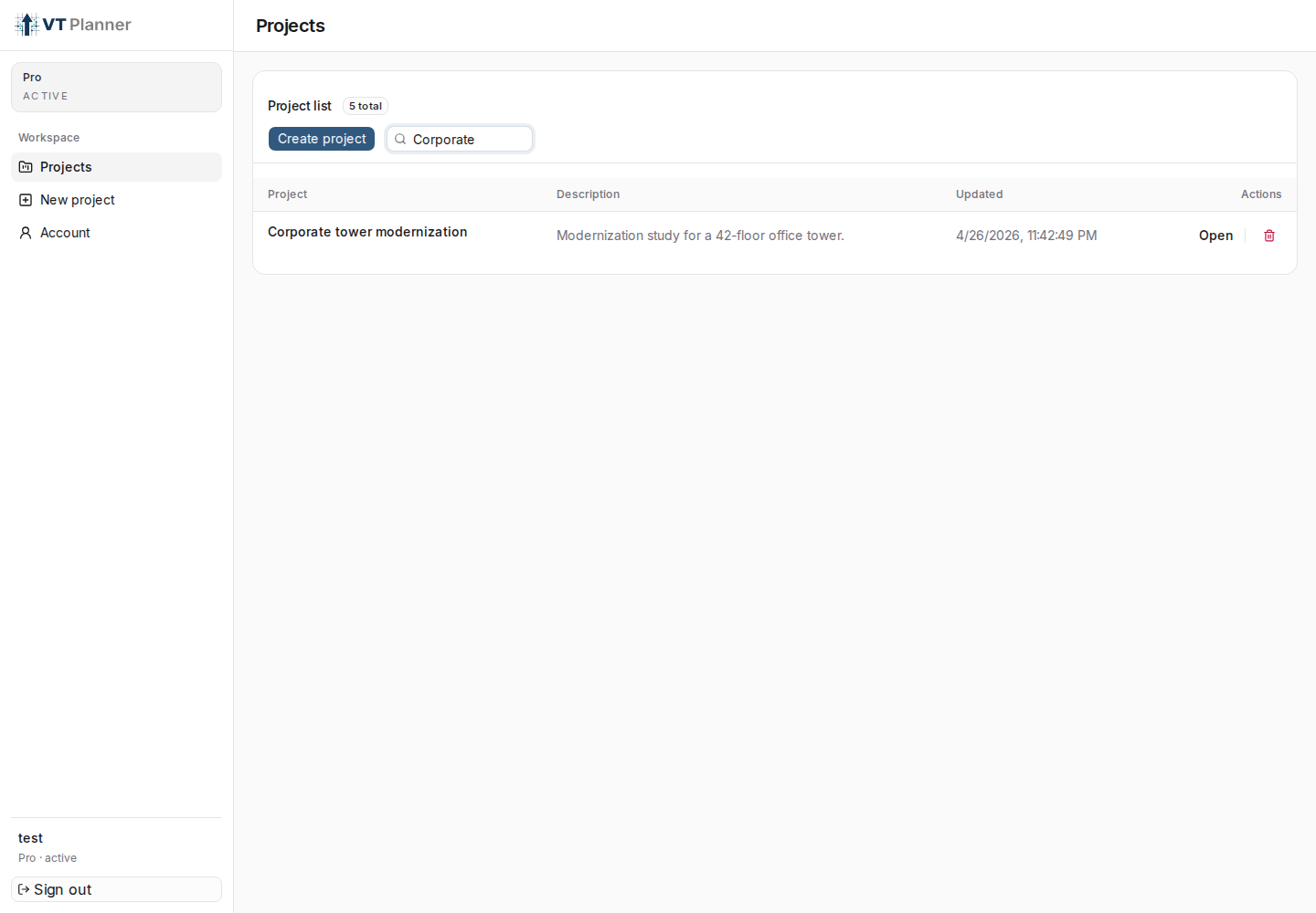 Project list